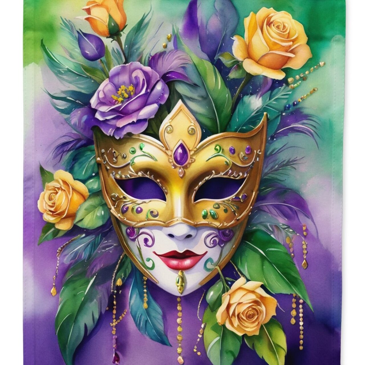 Edge Collections - 28" X 40" - Multicolor - Mask Mardi Gras Large Porch Decorative Bannerh - 1 Piece